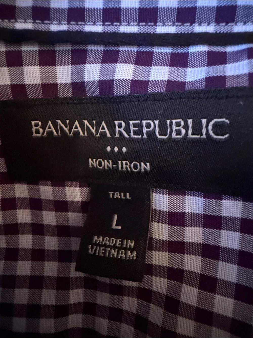 Banana Republic Men's Purple & White Gingham Dress Shirt Size Large Tall